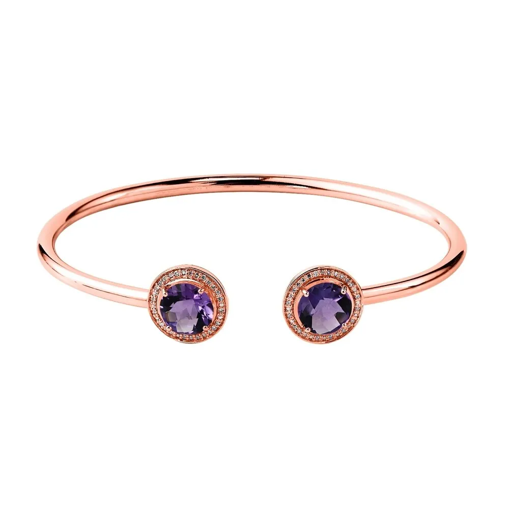 Auriya 3ct Purple Amethyst Gold over Silver Bangle Bracelet with Diamond Accents sold by Zulily product image thumbnail 3