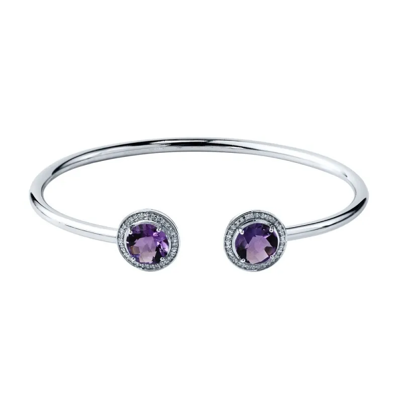 Auriya 3ct Purple Amethyst Gold over Silver Bangle Bracelet with Diamond Accents sold by Zulily