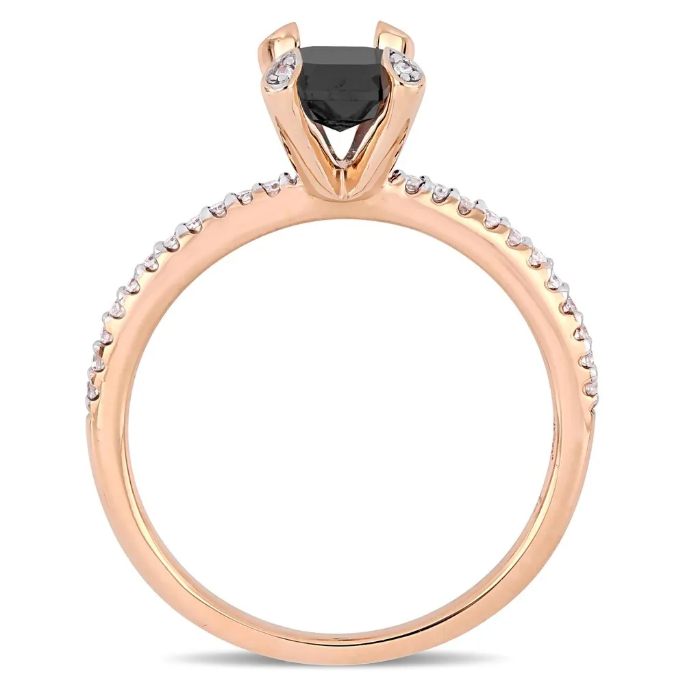 Miadora 10k Rose Gold 1 1/10ct TDW Emerald-cut Black and White Diamond Engagement Ring sold by Zulily product image thumbnail 3