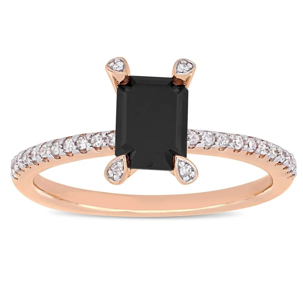 Miadora 10k Rose Gold 1 1/10ct TDW Emerald-cut Black and White Diamond Engagement Ring sold by Zulily