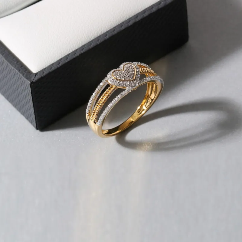1/5ct TDW Diamond Heart Ring in 10k Gold by De Couer sold by Zulily