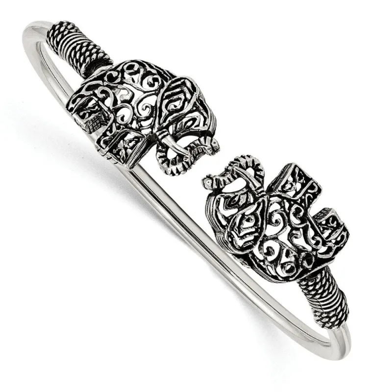 Curata 925 Sterling Silver Antiqued Filigree Elephants Adjustable Cuff Bangle Bracelet made by Zulily