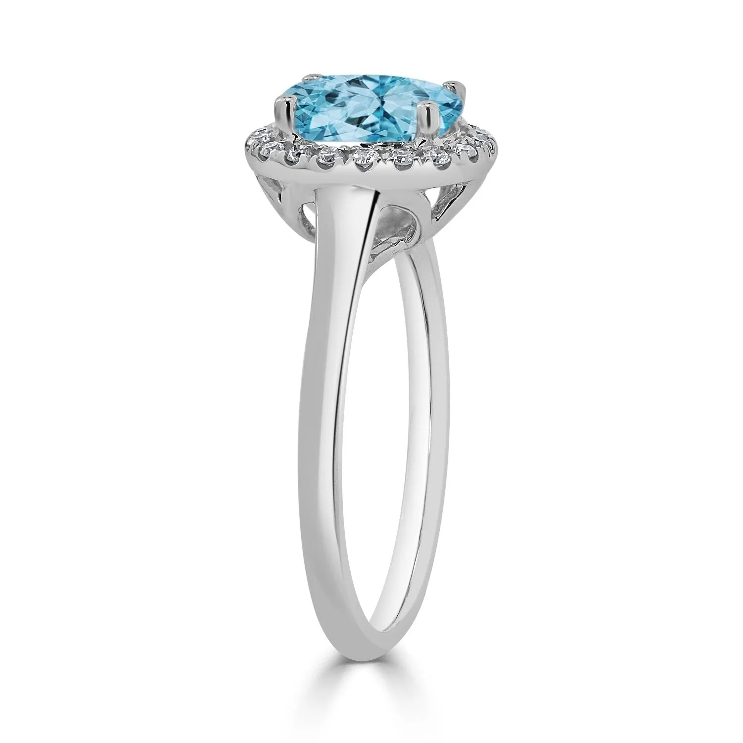 Auriya Classic 1ct Oval Sky Blue Topaz and Halo Diamond Engagement Ring 1/8cttw 14k Gold sold by Zulily product image thumbnail 4