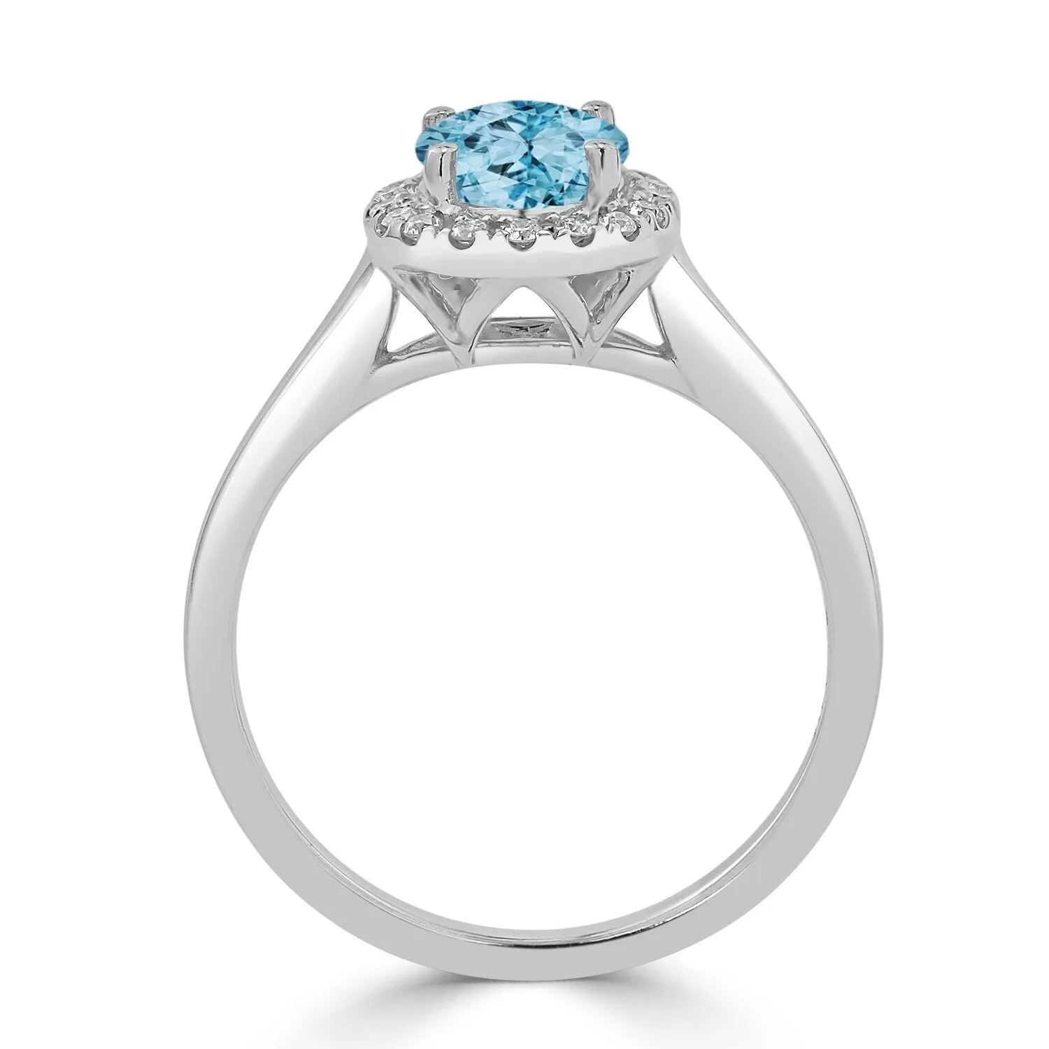 Auriya Classic 1ct Oval Sky Blue Topaz and Halo Diamond Engagement Ring 1/8cttw 14k Gold sold by Zulily product image thumbnail 5