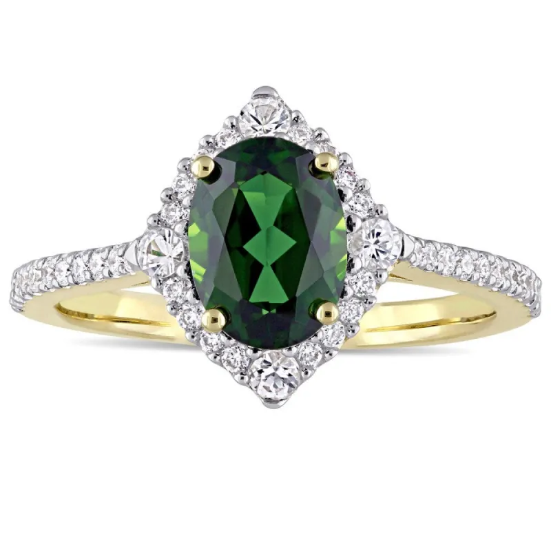 Miadora Signature Collection 14k Yellow Gold Chrome Diopside White Sapphire and 1/4ct TDW Diamond En - Green sold by Zulily