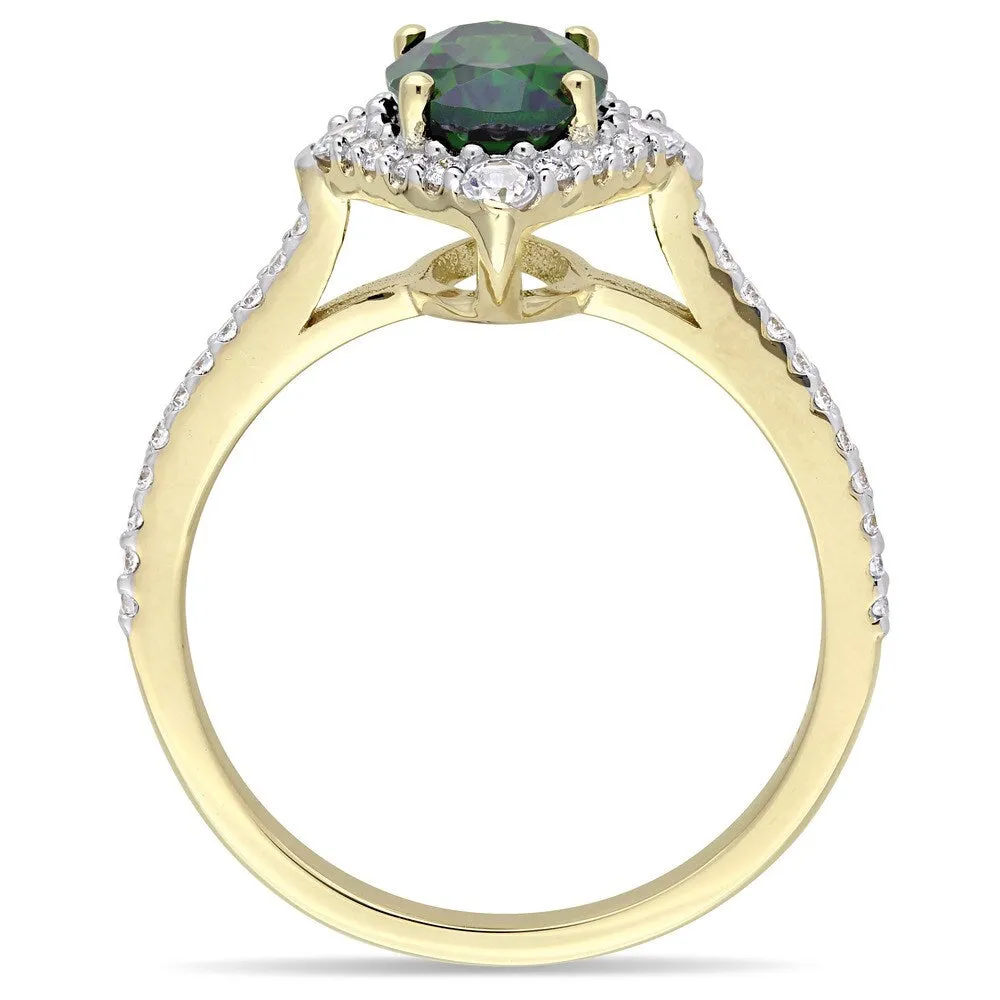 Miadora Signature Collection 14k Yellow Gold Chrome Diopside White Sapphire and 1/4ct TDW Diamond En - Green sold by Zulily product image thumbnail 3
