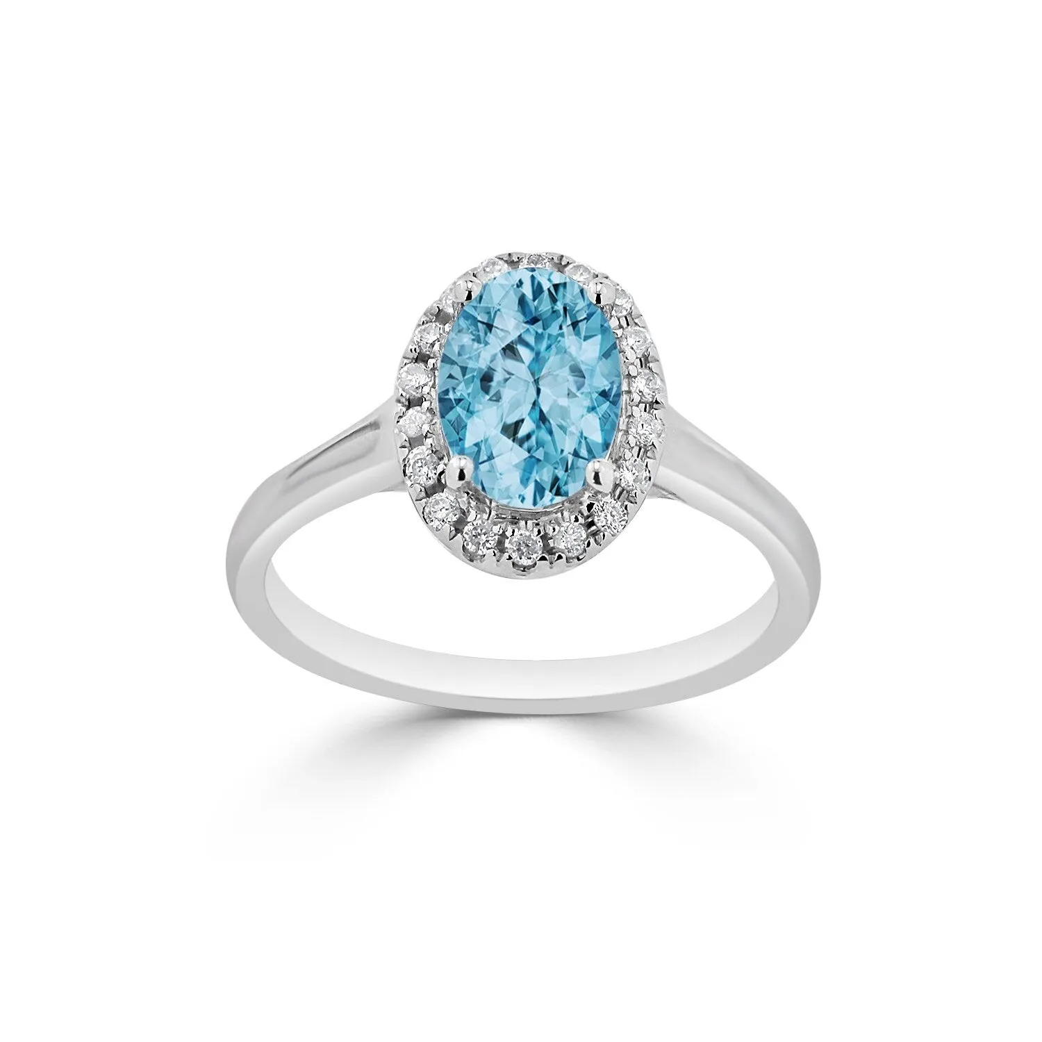 Auriya Classic 1ct Oval Sky Blue Topaz and Halo Diamond Engagement Ring 1/8cttw 14k Gold sold by Zulily product image thumbnail 3