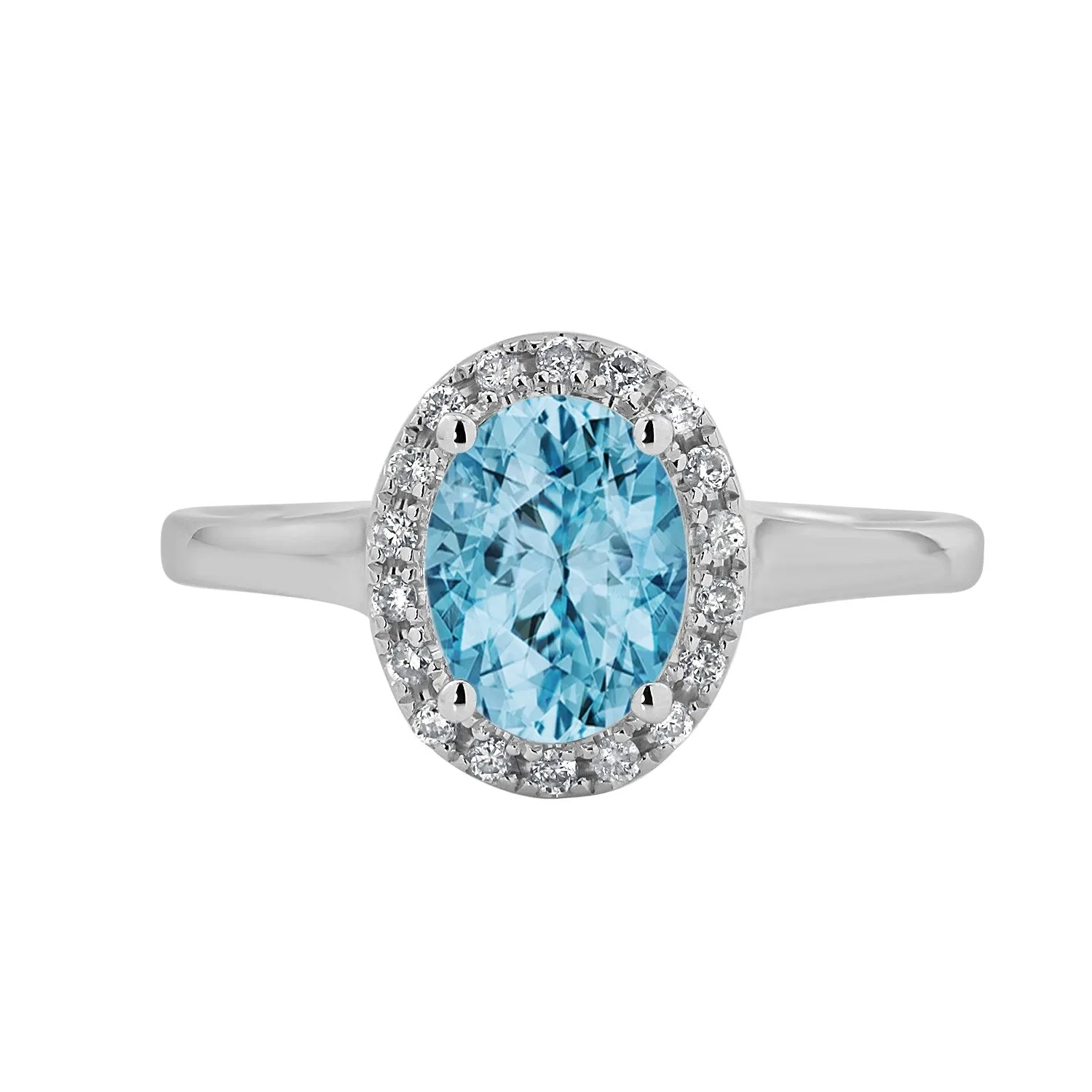 Auriya Classic 1ct Oval Sky Blue Topaz and Halo Diamond Engagement Ring 1/8cttw 14k Gold sold by Zulily product image thumbnail 2