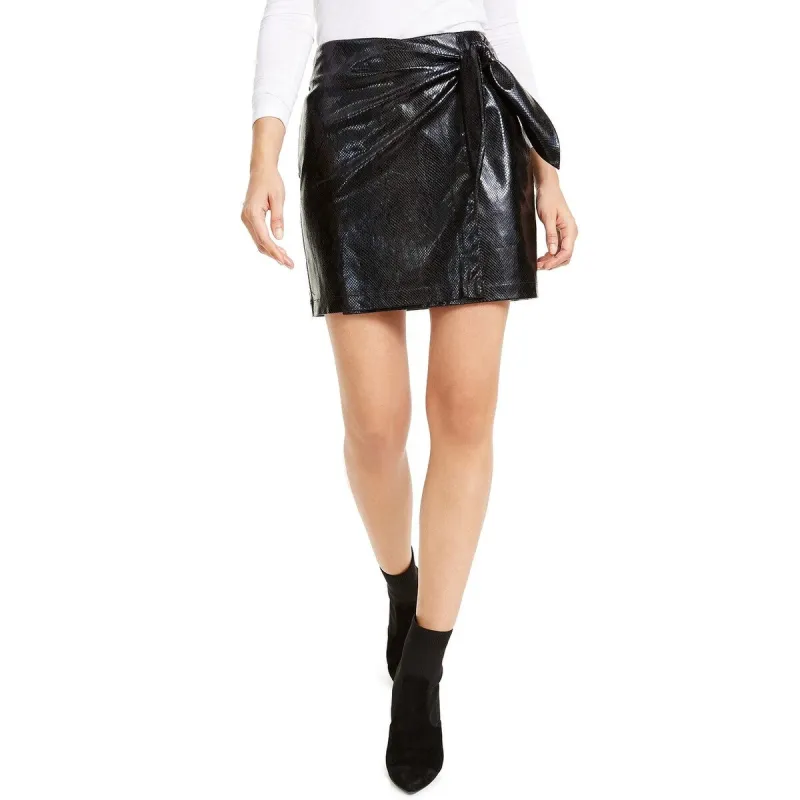 Leyden Women's Snake-Embossed Mini Skirt Black Size Extra Small - XS sold by Zulily