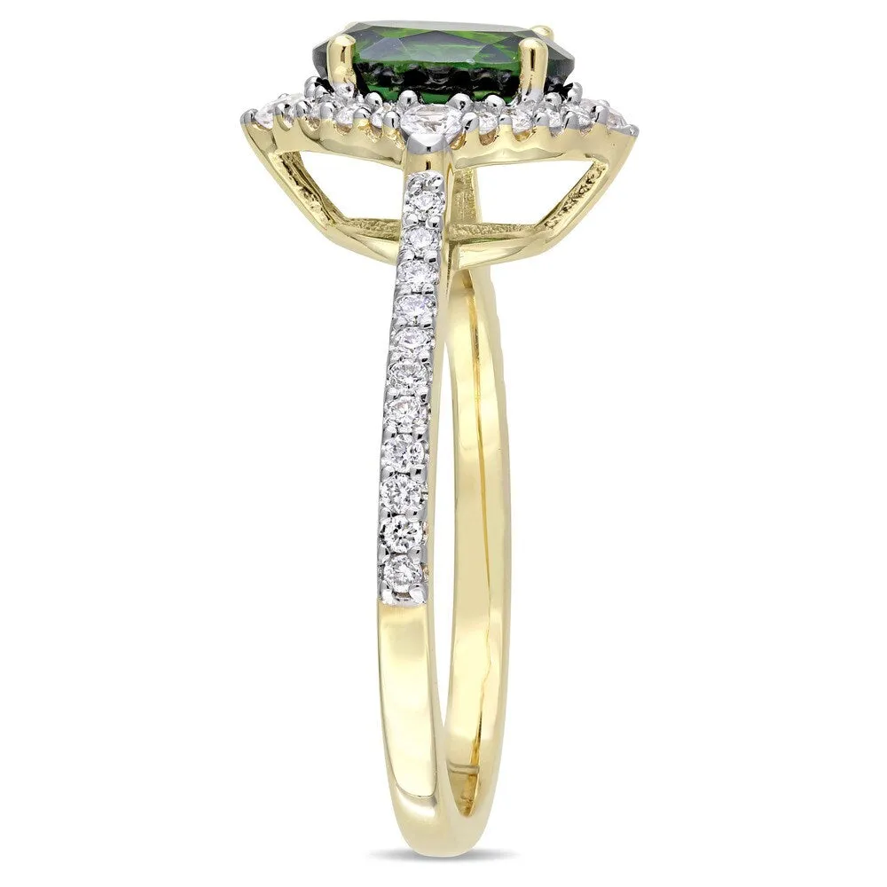 Miadora Signature Collection 14k Yellow Gold Chrome Diopside White Sapphire and 1/4ct TDW Diamond En - Green sold by Zulily product image thumbnail 2