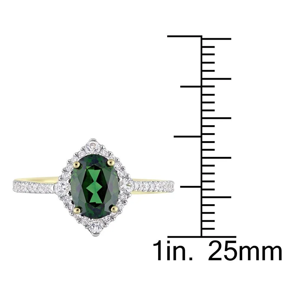 Miadora Signature Collection 14k Yellow Gold Chrome Diopside White Sapphire and 1/4ct TDW Diamond En - Green sold by Zulily product image thumbnail 4