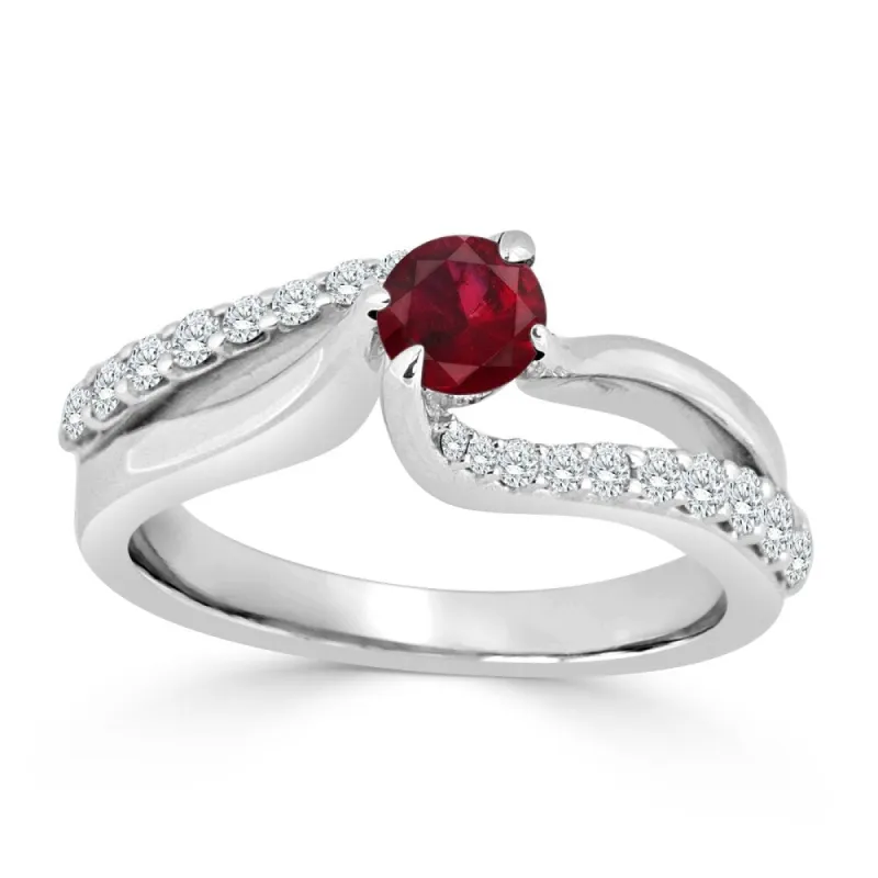 Auriya 14K Gold 1/4ct Ruby and 1/2ct TDW Diamond Engagement Ring (H-I, SI1-SI2) - Red sold by Zulily