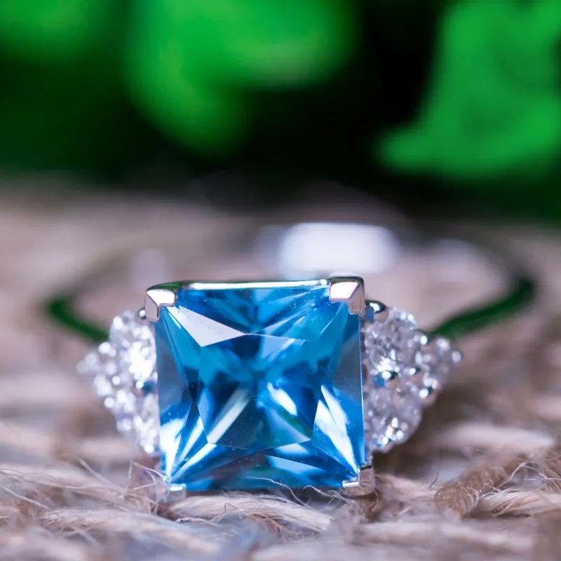 Auriya 3 1/10ct Princess-cut Swiss Blue Topaz and Diamond Engagement Ring 1/3ctw 14k Gold sold by Zulily