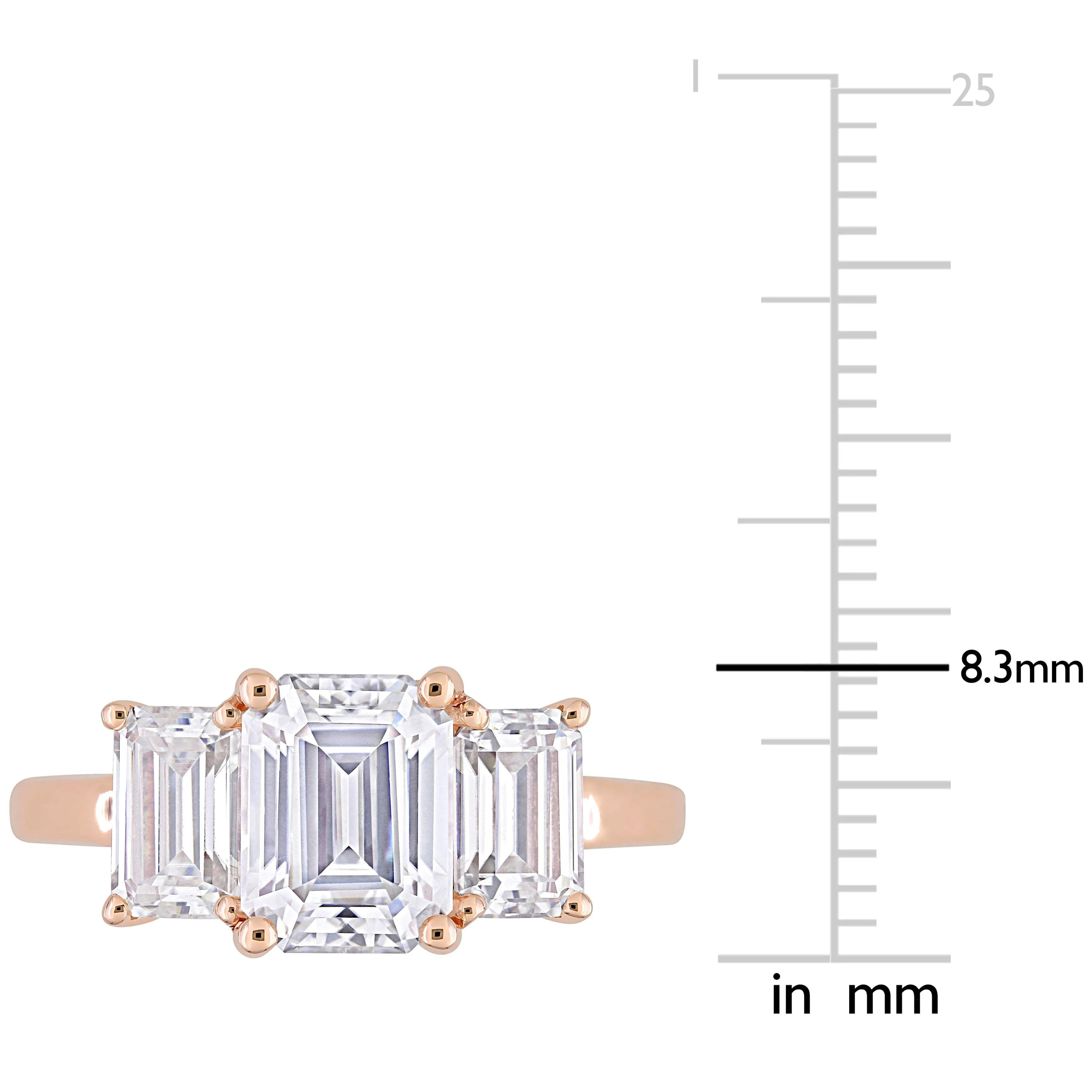 Miadora 2 3/4ct DEW Octagon Created Moissanite 3-Stone Engagement Ring in 10k Rose Gold sold by Zulily product image thumbnail 3