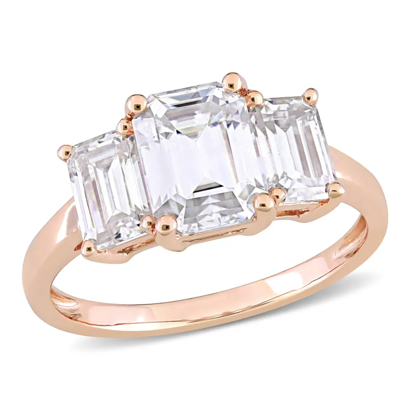 Miadora 2 3/4ct DEW Octagon Created Moissanite 3-Stone Engagement Ring in 10k Rose Gold sold by Zulily