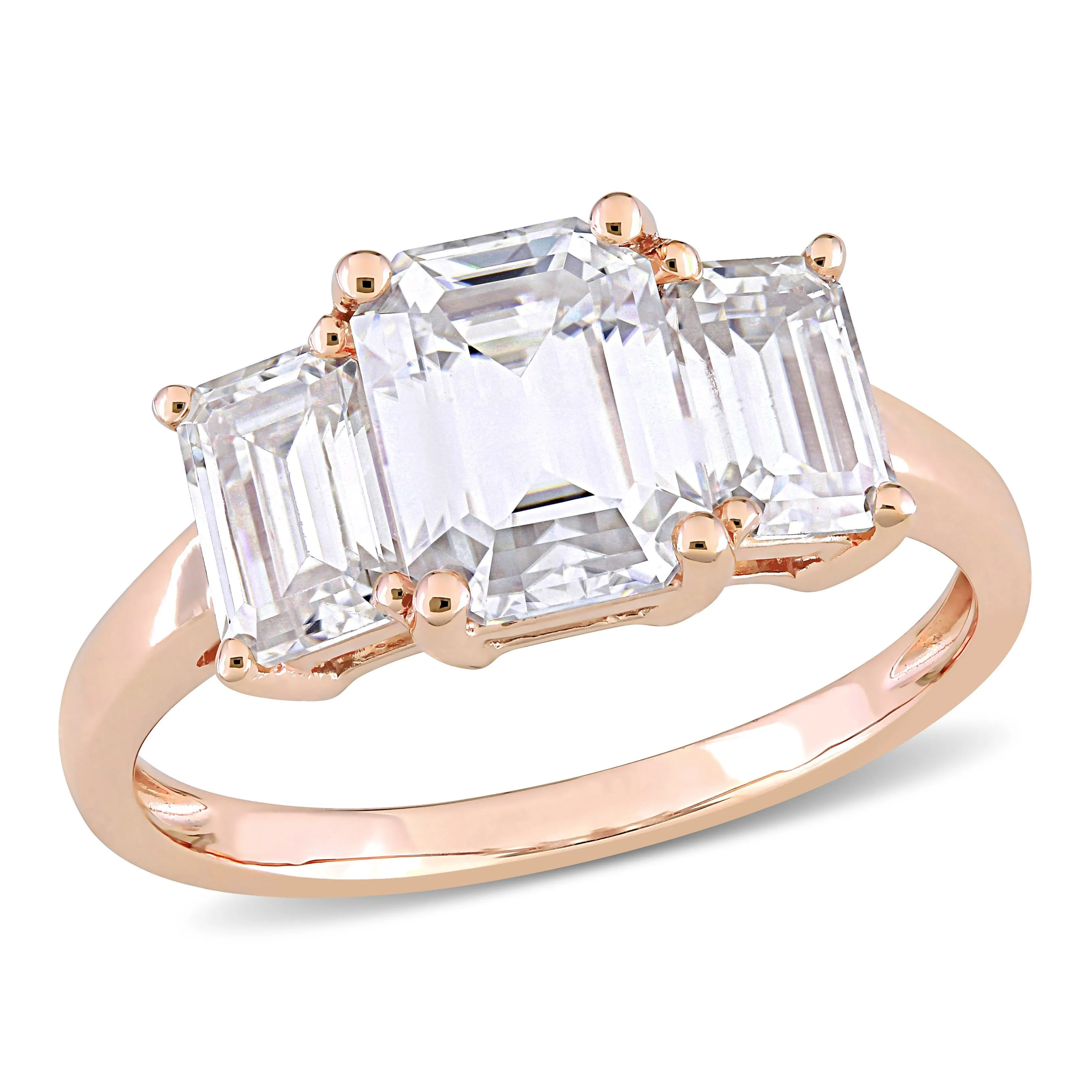 Miadora 2 3/4ct DEW Octagon Created Moissanite 3-Stone Engagement Ring in 10k Rose Gold sold by Zulily