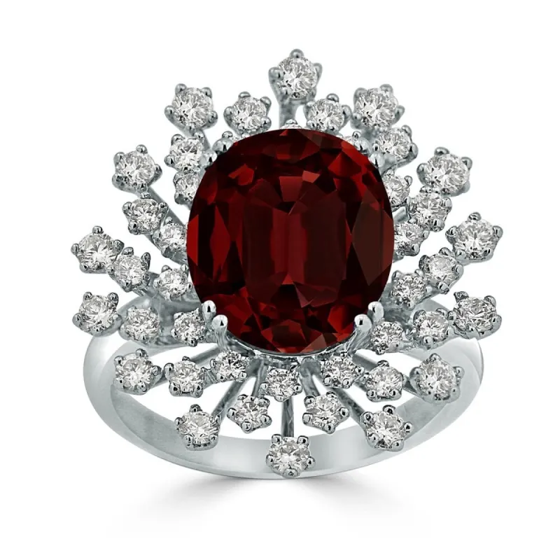 Auriya 4 7/8ct Oval-cut Red Garnet and Halo Diamond Ring 1ctw 18K Gold sold by Zulily
