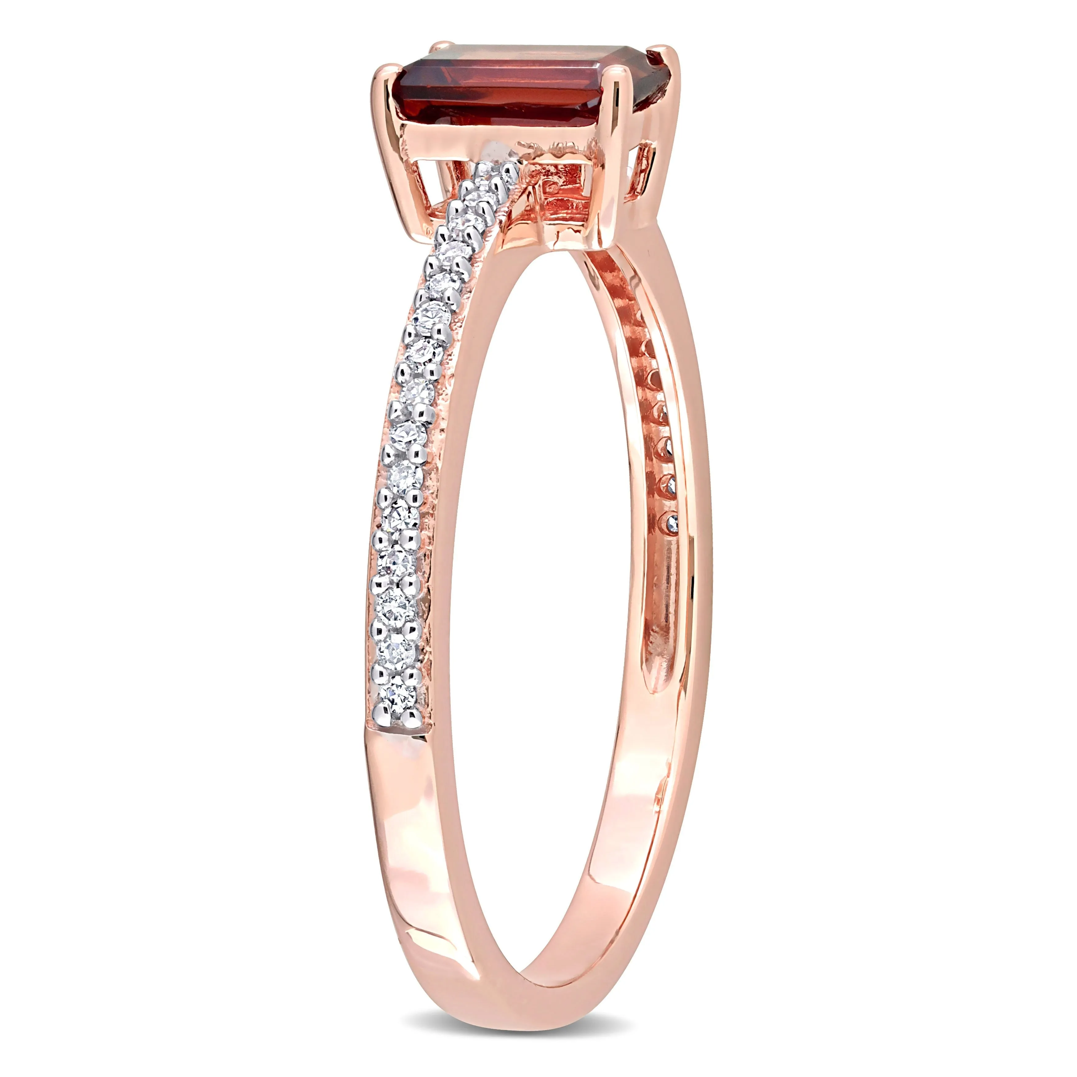 Miadora 4/5ct TGW Octagonal Garnet and 1/10ct TDW Diamond Promise Ring in 10k Rose Gold sold by Zulily product image thumbnail 2
