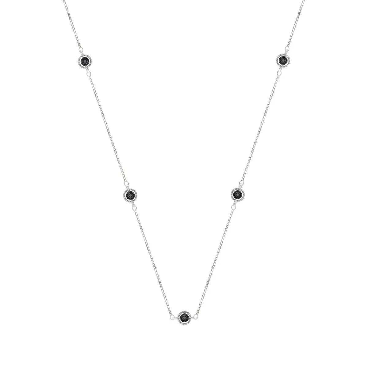 Natural Black Diamond Sterling Silver Station Necklace sold by Zulily product image thumbnail 2