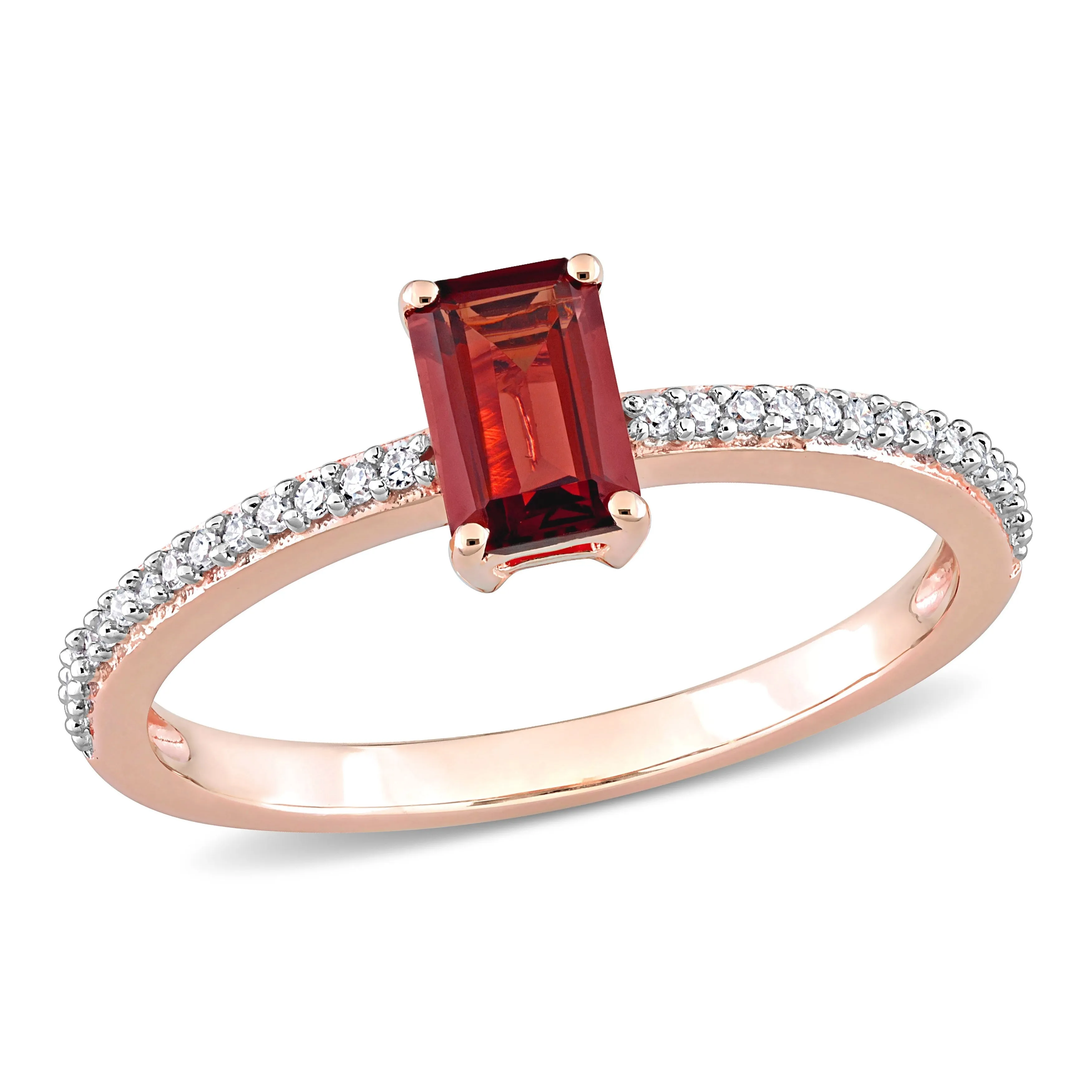 Miadora 4/5ct TGW Octagonal Garnet and 1/10ct TDW Diamond Promise Ring in 10k Rose Gold sold by Zulily