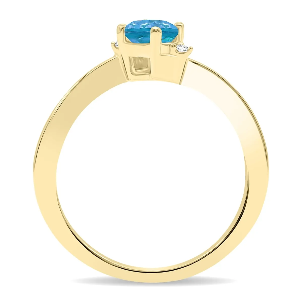 Women's Round Shaped Blue Topaz and Diamond Wave Ring in 10K Yellow Gold sold by Zulily product image thumbnail 2