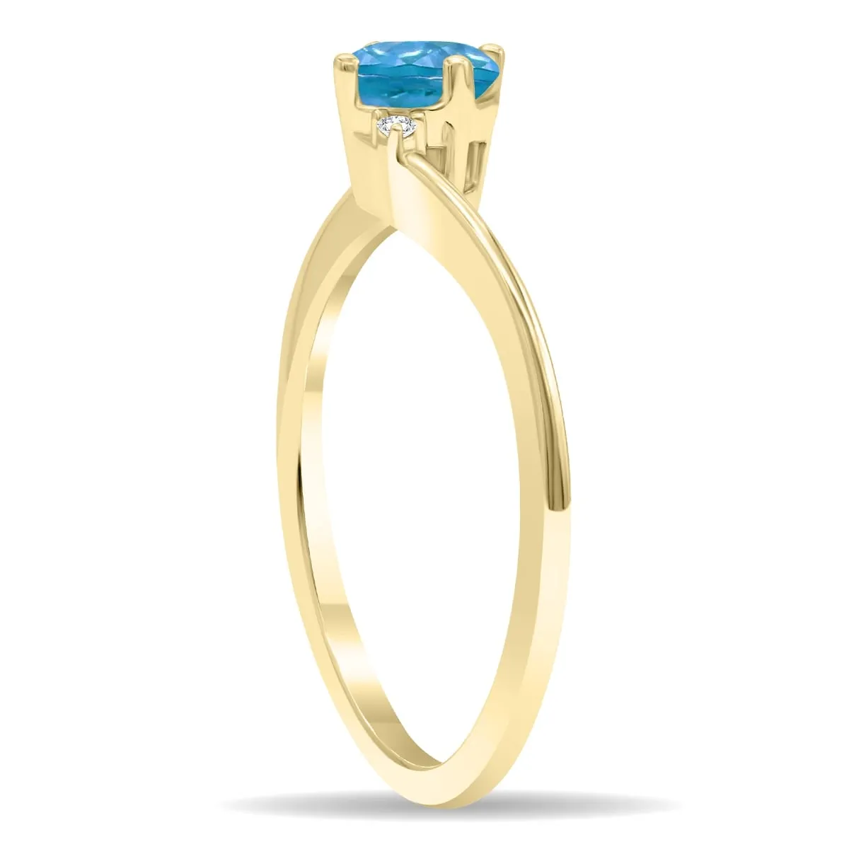 Women's Round Shaped Blue Topaz and Diamond Wave Ring in 10K Yellow Gold sold by Zulily product image thumbnail 3