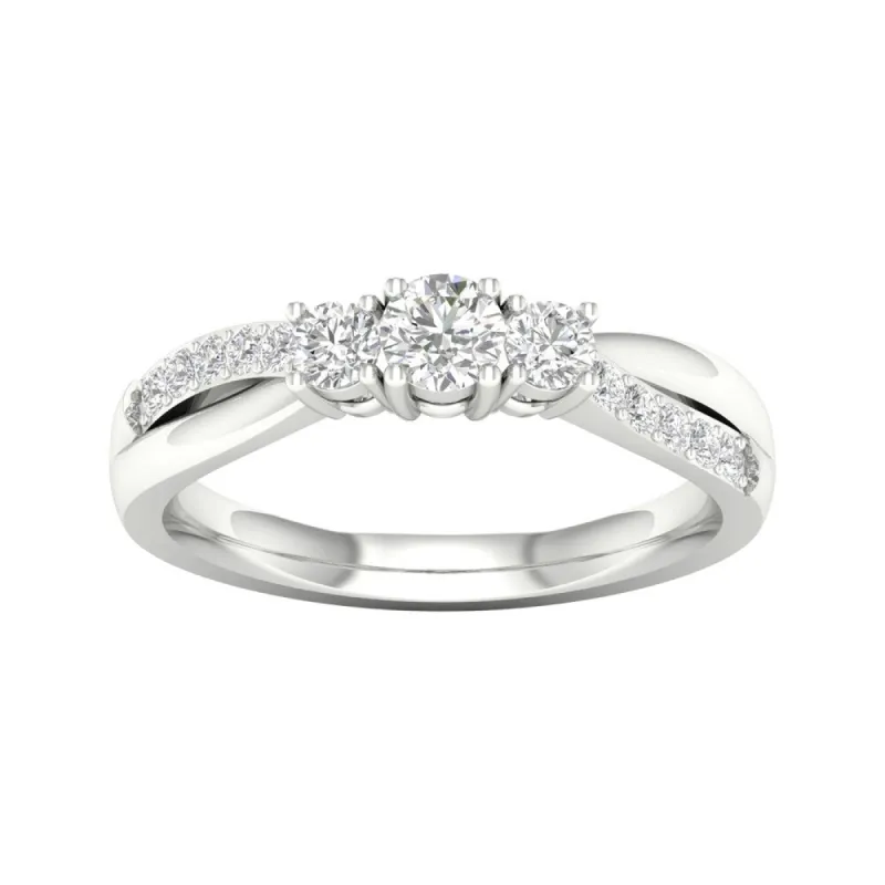 De Couer 14k Gold 1/2ct TDW Diamond Three Stone Promise Ring sold by Zulily