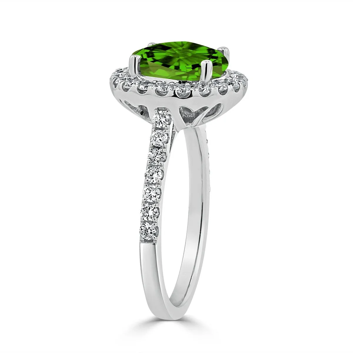 Auriya 3 1/3ct Fancy Round Peridot and Halo Diamond Engagement Ring 5/8ctw 14k Gold sold by Zulily product image thumbnail 4