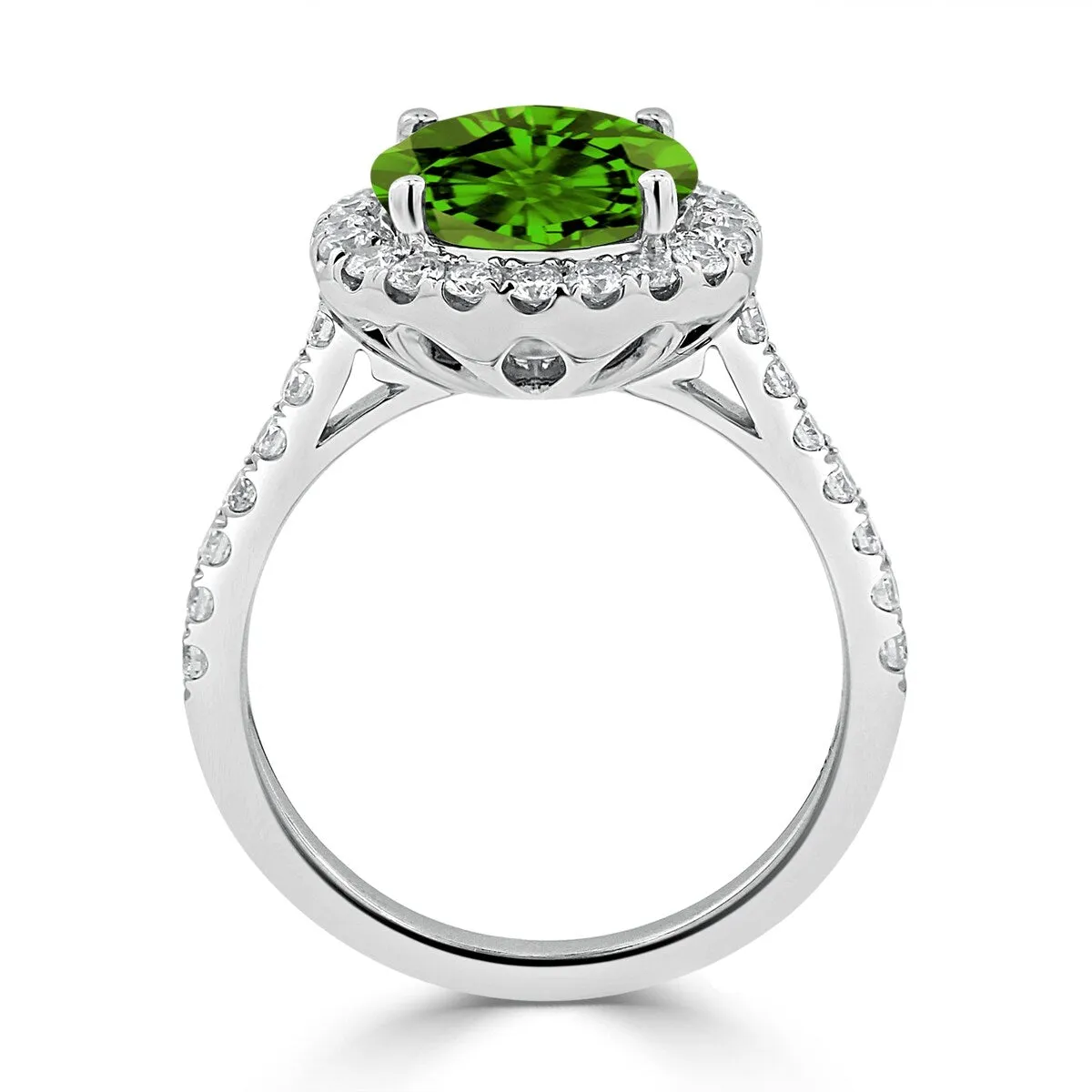 Auriya 3 1/3ct Fancy Round Peridot and Halo Diamond Engagement Ring 5/8ctw 14k Gold sold by Zulily product image thumbnail 5