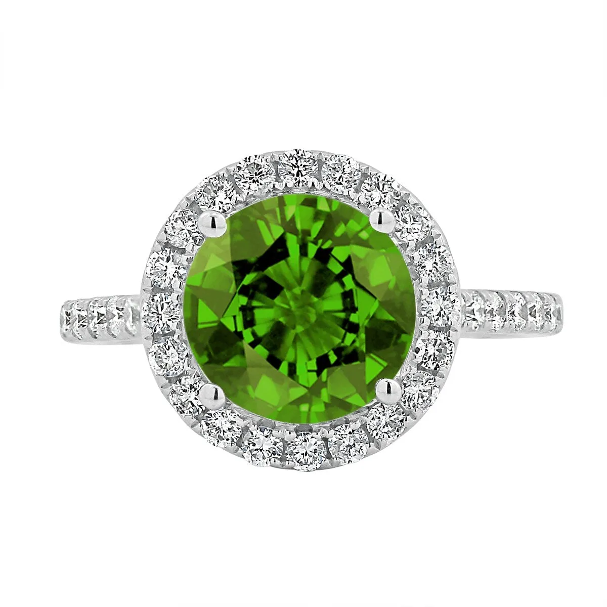 Auriya 3 1/3ct Fancy Round Peridot and Halo Diamond Engagement Ring 5/8ctw 14k Gold sold by Zulily product image thumbnail 2