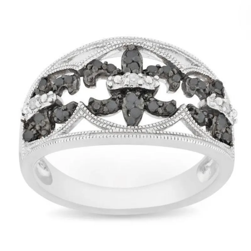 Miadora Silver 1/4 CT TDW Black and White Diamond Ring sold by Zulily