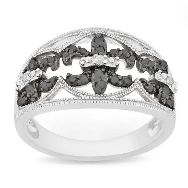Miadora Silver 1/4 CT TDW Black and White Diamond Ring sold by Zulily