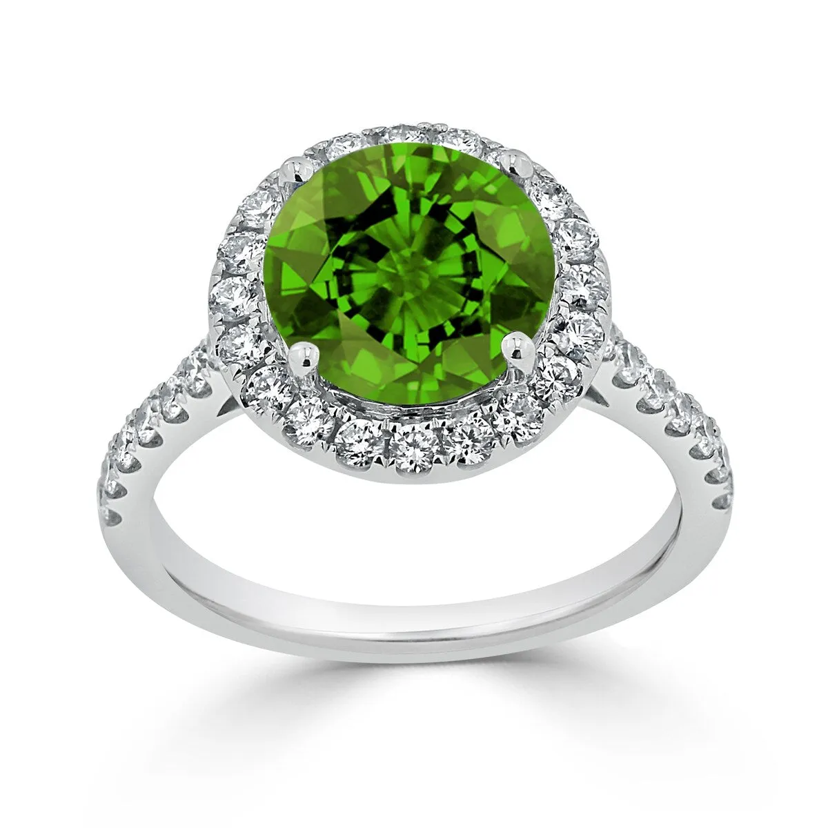 Auriya 3 1/3ct Fancy Round Peridot and Halo Diamond Engagement Ring 5/8ctw 14k Gold sold by Zulily product image thumbnail 3
