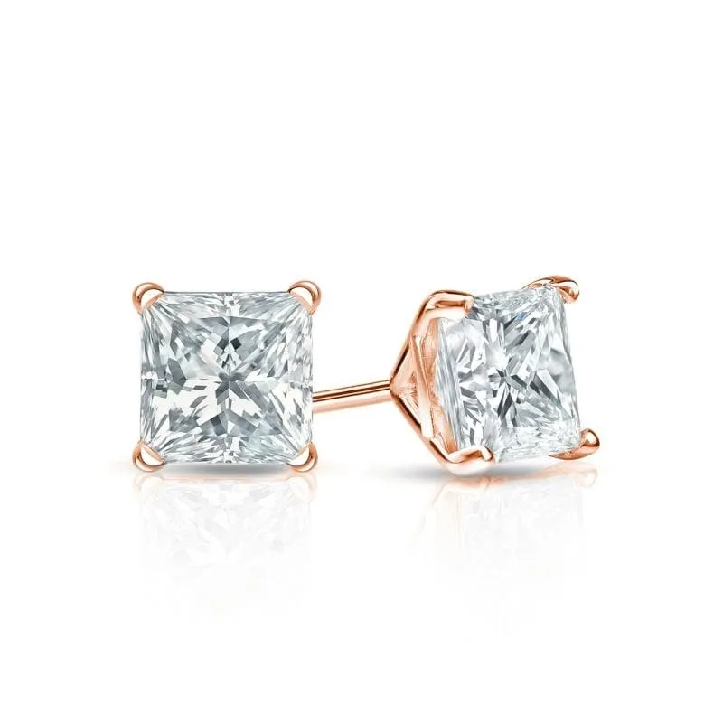 Auriya 14-karat Gold Lab Grown 0.62 carat TDW Princess Diamond Stud Earrings 4-Prong Martini Screw-back sold by Zulily product image thumbnail 5