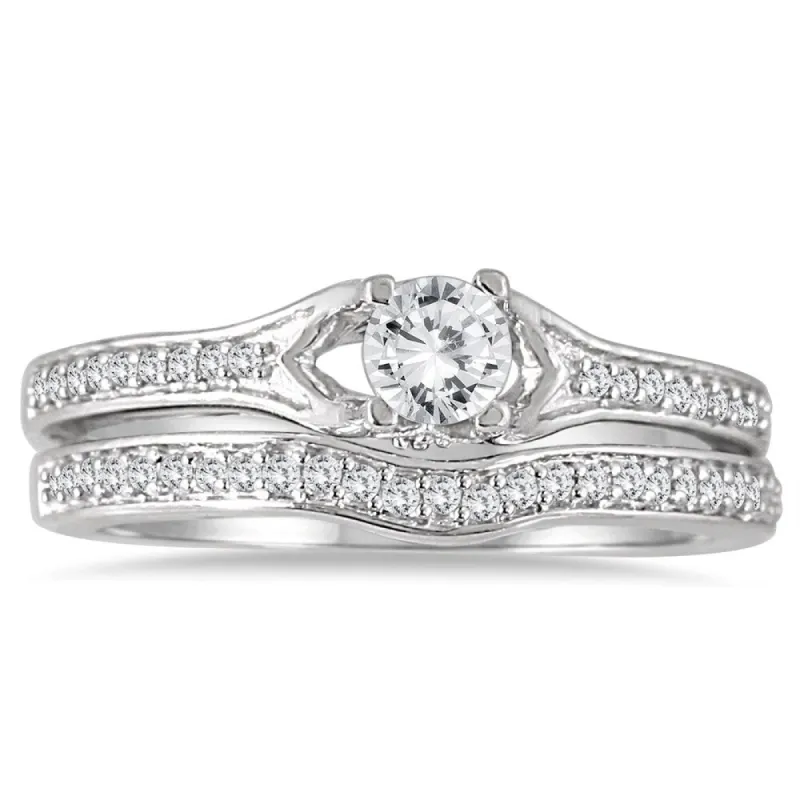1/2 Carat TW Diamond Bridal Set in 14K White Gold sold by Zulily