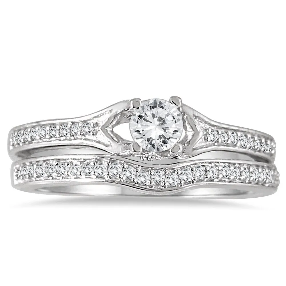 1/2 Carat TW Diamond Bridal Set in 14K White Gold sold by Zulily