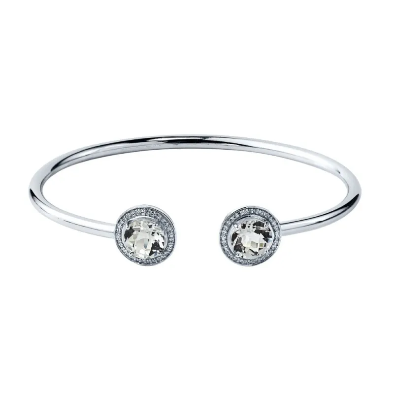 Auriya 4 1/4ct White Topaz Gold over Silver Bangle Bracelet with Diamond Accents sold by Zulily