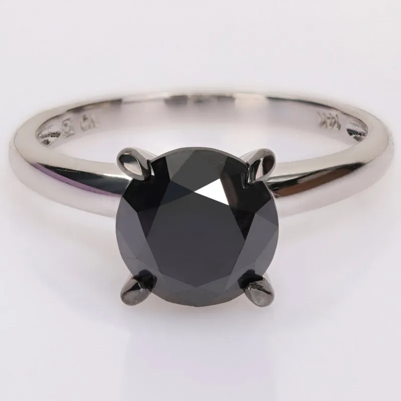 Miadora 3ct TDW Black Diamond Solitaire Engagement Ring in 14k White Gold sold by Zulily