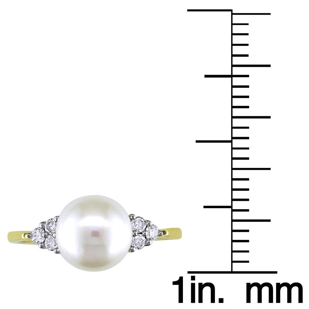 Miadora 10k Yellow Gold Cultured Freshwater Pearl and 1/8ct TDW Diamond Ring (7.5-8 mm) (H-I, I2-I3) sold by Zulily product image thumbnail 4