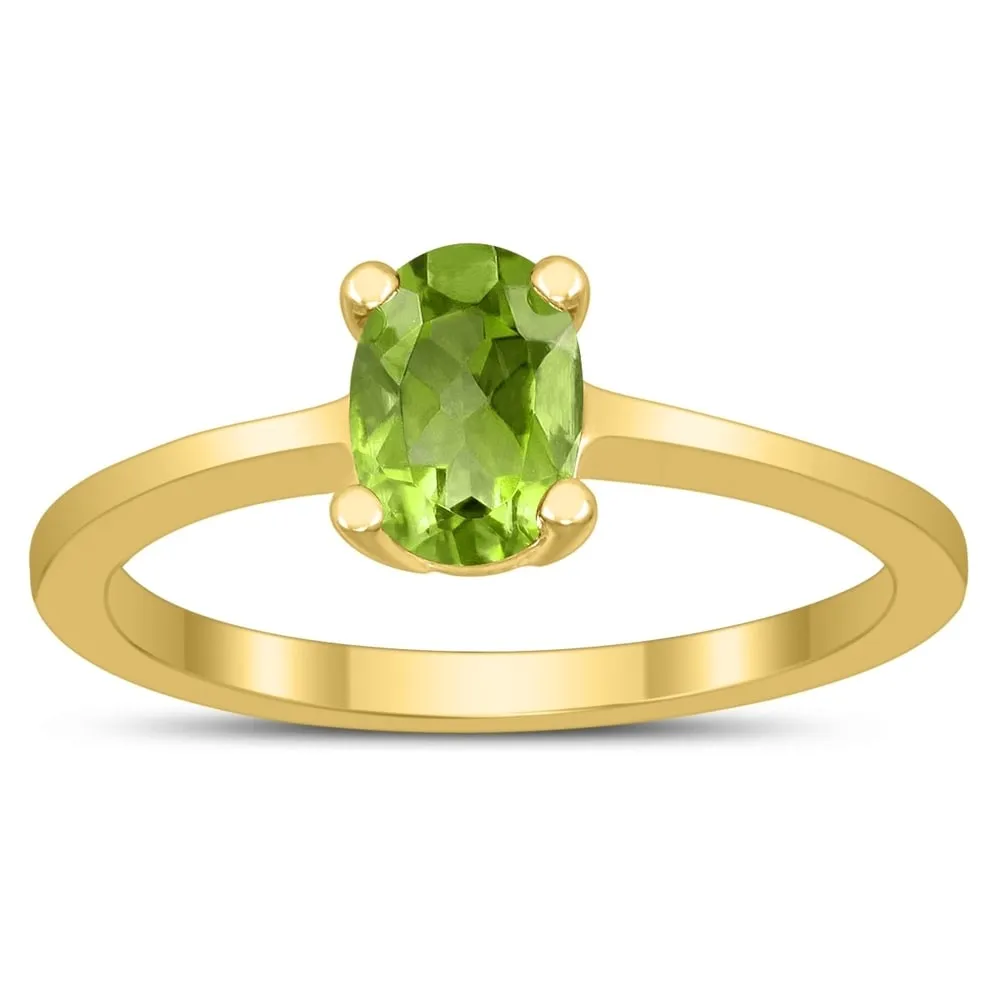 Oval Solitaire 7X5MM Peridot Ring in 10K Yellow Gold sold by Zulily