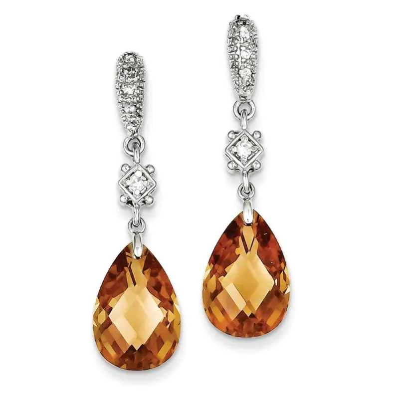 Curata 925 Sterling Silver 37x10mm Champagne CZ Cubic Zirconia Dangle Post Earrings sold by Zulily