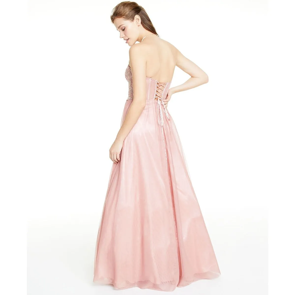 Blondie Nites Junior's Strapless Mesh Gown Pink Size 0 sold by Zulily product image thumbnail 2