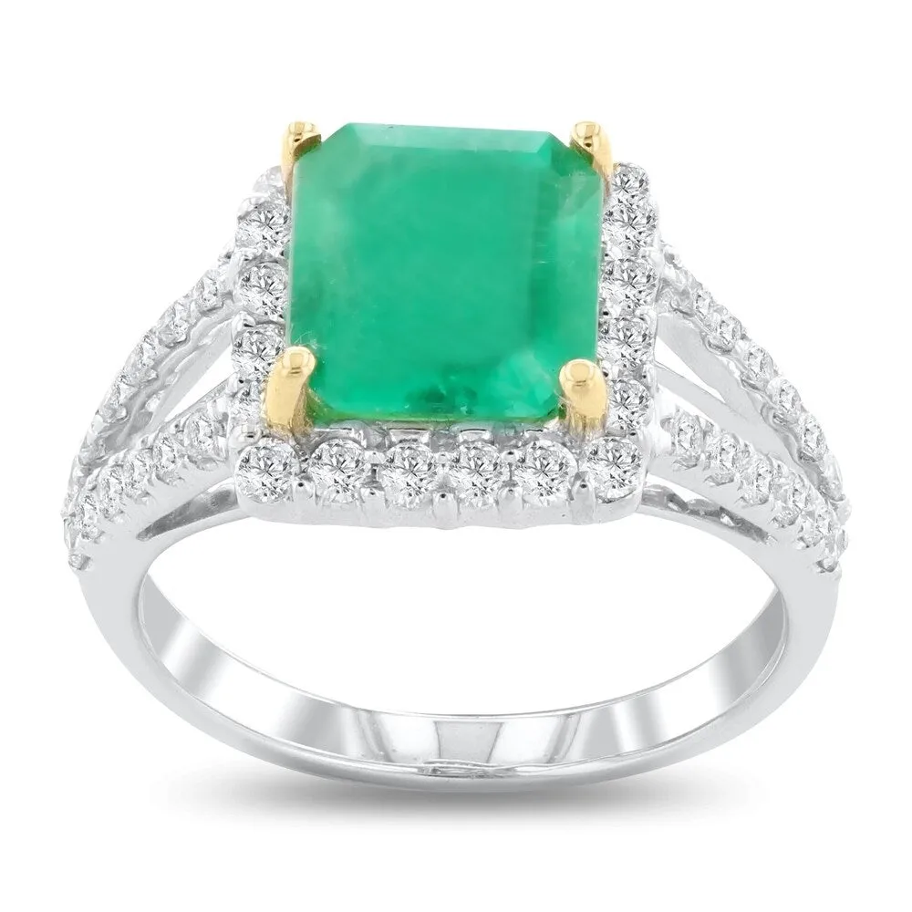Auriya 18k White Gold 2 1/3ct Emerald and 3/4ct TDW Diamond Ring sold by Zulily