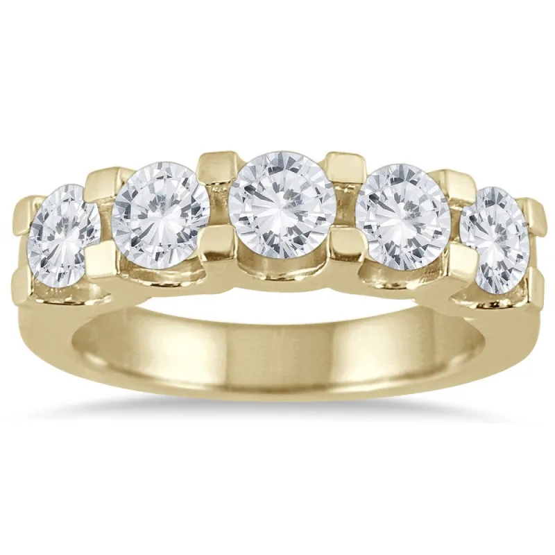 Marquee Jewels 14k Yellow Gold 2ct TDW Prong-set 5-stone Diamond Band made by Zulily