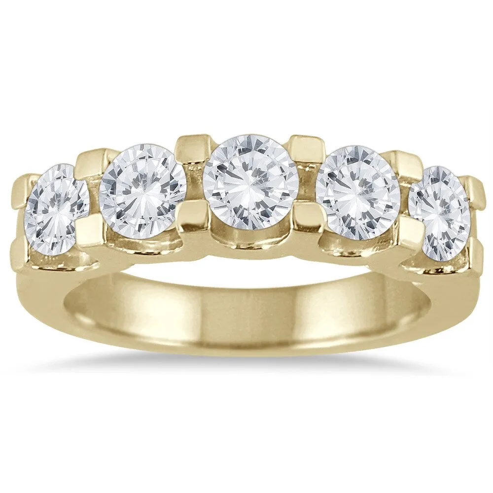Marquee Jewels 14k Yellow Gold 2ct TDW Prong-set 5-stone Diamond Band sold by Zulily