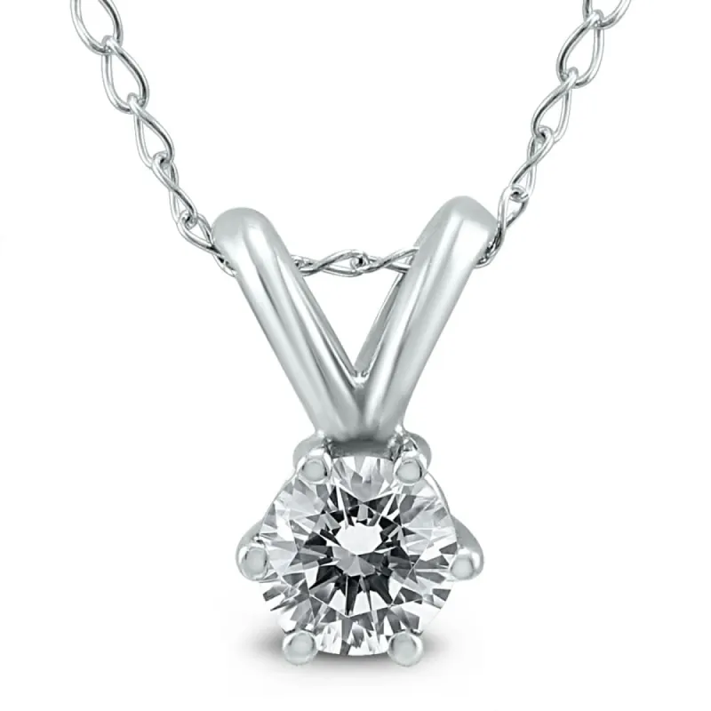 1/4 Carat 6 Prong Diamond Solitaire Pendant in 14K White Gold sold by Zulily