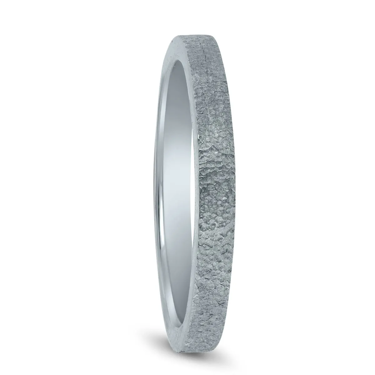 2MM Spun Stone Finish Wedding Band in 14K White Gold sold by Zulily product image thumbnail 2