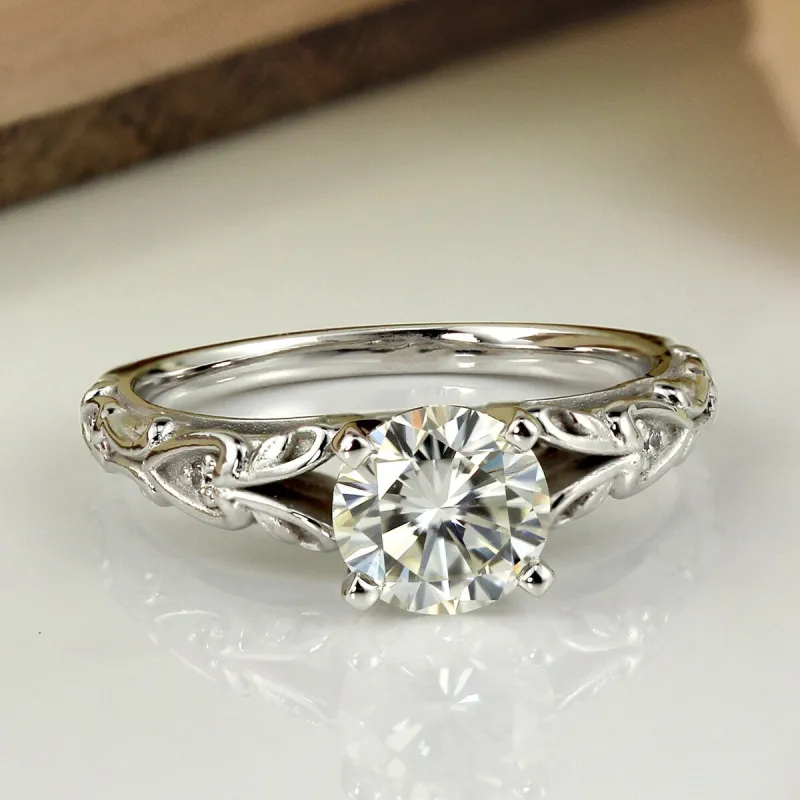 Auriya 14k Gold 1 carat TW Vintage Moissanite Engagement Ring with Diamond Accents sold by Zulily