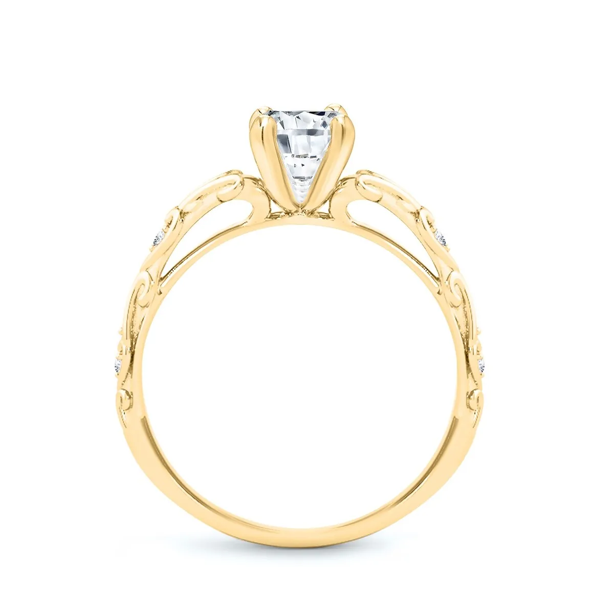 Auriya 14k Gold 1 carat TW Vintage Moissanite Engagement Ring with Diamond Accents sold by Zulily product image thumbnail 5