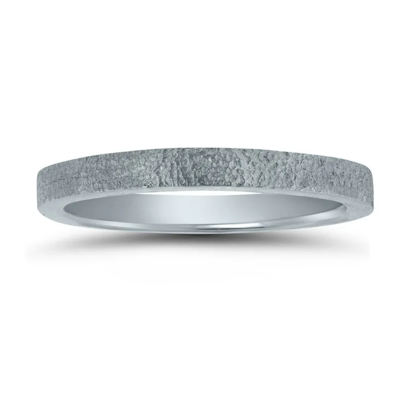 2MM Spun Stone Finish Wedding Band in 14K White Gold sold by Zulily